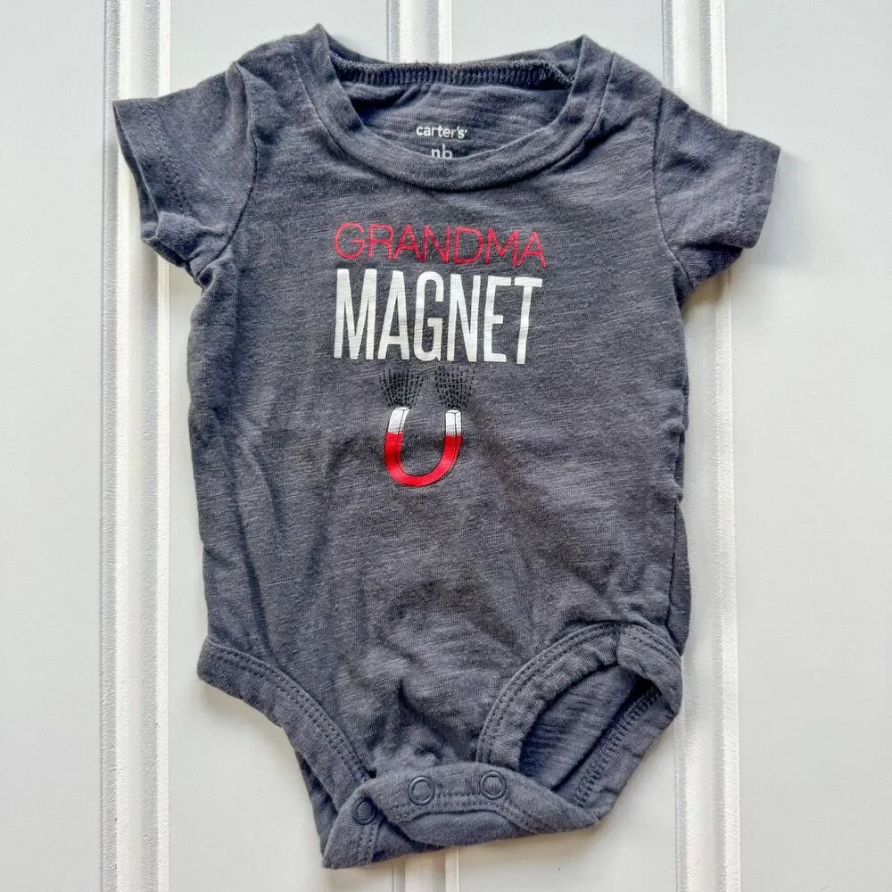 4/$10 - Carter’s “Grandma Magnet” Cotton Newborn Baby Onesie Bodysuit